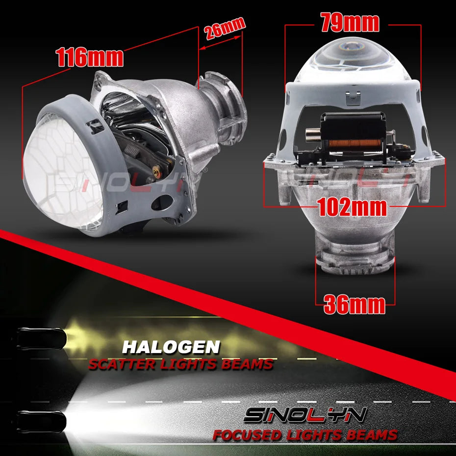 Sinolyn Lenses For Hella 3R G5 5R Headlight Bixenon Devil Eyes HID Projector Honeycomb Soccer Blue Lens Retrofit D1S D2S D3S D4S